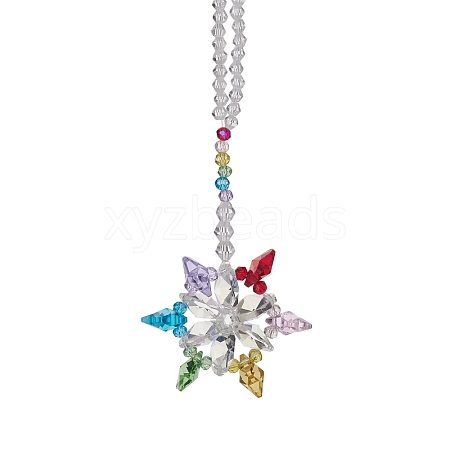 Star Glass Beaded Pendants Decorations HJEW-JM01273-1