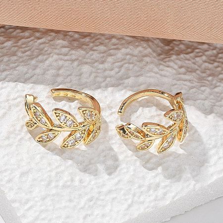 Brass Micro Pave Clear Cubic Zirconia Cuff Earrings X-EJEW-I249-11G-1