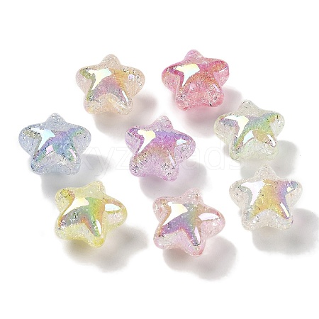 UV Plating Transparent Rainbow Iridescent Acrylic Beads TACR-R001-07A-1