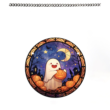 Halloween Ghost & Pumpkin Acrylic Pendant Decorations PW-WG500D2-06-1