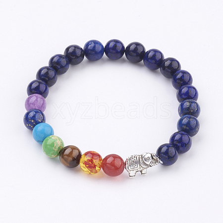 Natural Lapis Lazuli Stretch Bracelets BJEW-P180-A05-1