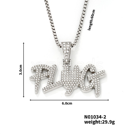 Street Style Sparkling Alloy Crystal Rhinestones Word PLUG Pendant Necklace UZ1980-2-1