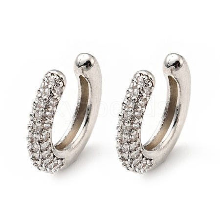 Cubic Zirconia C-Shaped Cuff Earrings EJEW-G295-19P-04-1