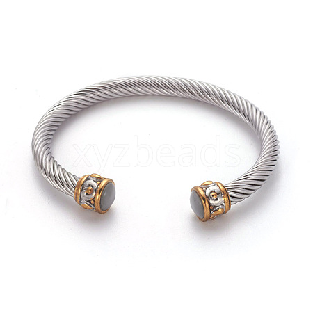 304 Stainless Steel Cuff Bangles BJEW-L642-22A-1