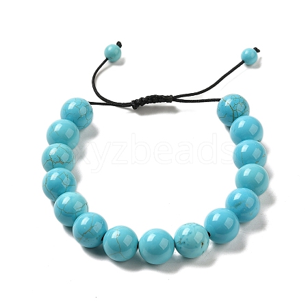 12.5mm Round Natural Turquoise Braided Bead Bracelets for Women Men BJEW-C060-01L-1