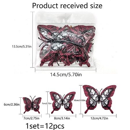 Halloween Butterfly 12Pcs PVC Adhesive Waterproof Stickers Self-Adhesive Stickers PW-WGF2E7F-01-1