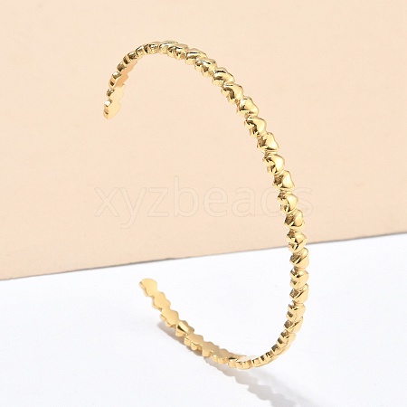 304 Stainless Steel Cuff Bangles for Women AJEW-P127-15G-1