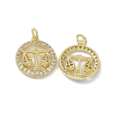 Real 18K Gold Plated Brass Micro Pave Clear Cubic Zirconia Pendants KK-E068-VB409-7-1