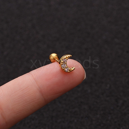 316L Surgical Stainless Steel Micro Pave Clear Cubic Zirconia Moon Cartilage Earrings WG9CD6D-14-1