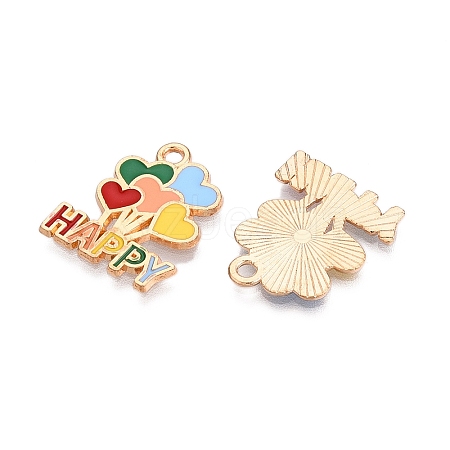 Light Gold Plated Alloy Enamel Pendants FIND-T009-04-RS-1