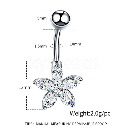 Clear Cubic Zirconia Belly Button Rings WG9960A-32-1