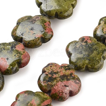 Natural Unakite Beads Strands G-F769-V01-02-1