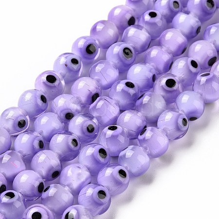 Handmade Evil Eye Lampwork Round Bead Strands LS-LAMP-L055-8mm-21-1
