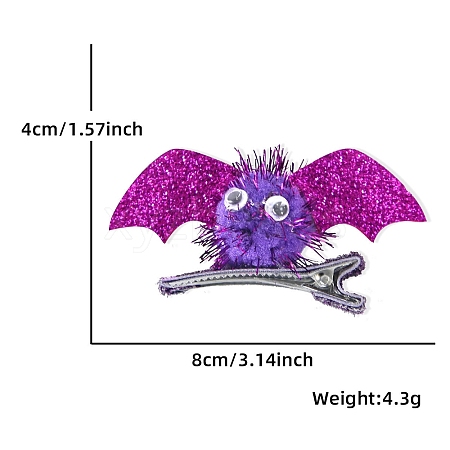 Halloween Bat Glitter Cloth Alligator Hair Clips for Girls PW-WGF1B80-03-1