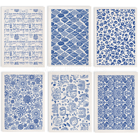 6Pcs 6 Styles Paper Ceramic Decals DIY-SD0002-07C-1