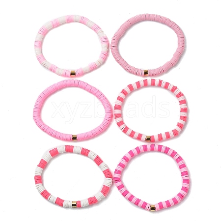 Handmade Polymer Clay Heishi Beads Stretch Bracelets Sets BJEW-JB05902-06-1