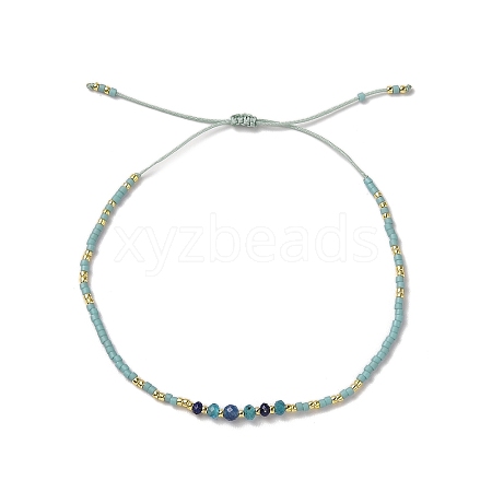 Miyuki Seed Beads and Natural Apatite Braided Bead Bracelets BJEW-C061-01-1