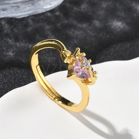 Brass Micro Pave Cubic Zirconia Finger Rings RJEW-H258-08G-1