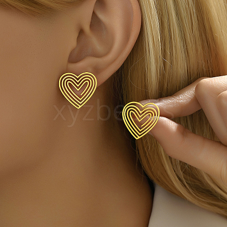 Elegant Hollow Heart Stainless Steel Stud Earrings for Women QB3366-1