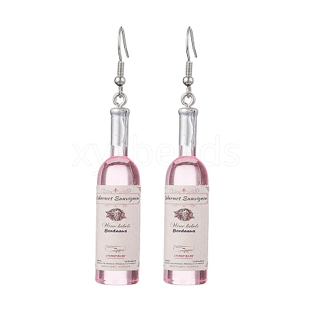 Wine Bottle Resin Dangle Earrings EJEW-JE05878-02-S-1