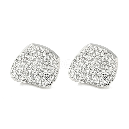 Rack Plating Brass Micro Pave Clear Cubic Zirconia Stud Earrings for Women EJEW-M260-09P-1