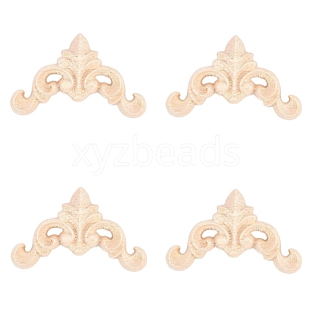 Rubber Wood Carved Onlay Applique AJEW-L080-05B-1