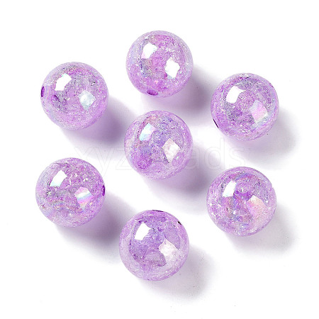 AB Color Transparent Crackle Round Acrylic Beads CACR-S006-03-1