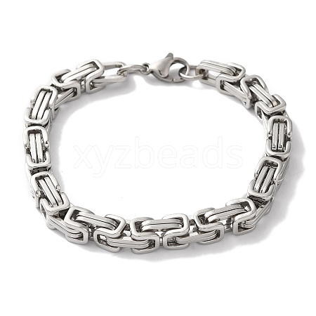 Non-Tarnish 201 Stainless Steel Byzantine Chain Bracelets for Women Men BJEW-H612-05P-1