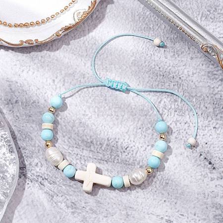 Nylon Thread Braided Bead Bracelets for Women BJEW-JB11357-1