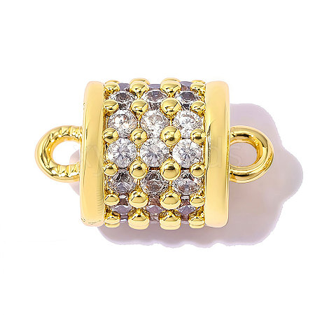 Brass Clear Cubic Zirconia Connector Charms KK-OY001-01G-1-1