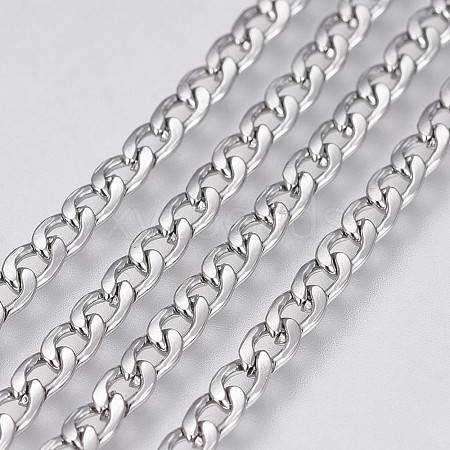 Non-Tarnish 3.28 Feet 304 Stainless Steel Curb Chains X-CHS-G005-B-01P-1