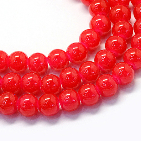 Baking Painted Imitation Jade Glass Round Bead Strands DGLA-Q021-6mm-05-1