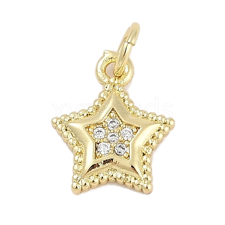 Brass Micro Pave Cubic Zirconia Pendants KK-Q028-39G-1