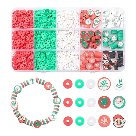 9 Style Christmas Handmade Polymer Clay Beads CLAY-YW0001-91-1