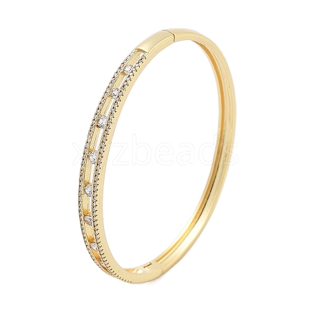 Rack Plating Brass Micro Pave Clear Cubic Zirconia Bangles for Women BJEW-G730-04G-1