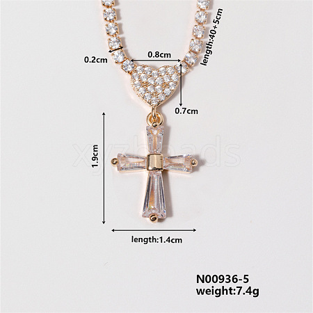Chic Cross Necklace with Shiny Diamonds and Virgin Mary Pendant WL1506-5-1