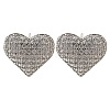 Rack Plating Heart Brass Pave Clear Cubic Zirconia Stud Earrings EJEW-I310-02P-2