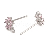 Rhodium Plated 925 Sterling Silver Ear Stud Findings STER-F058-01P-03-2