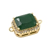 Rack Plating Brass Micro Pave Clear Cubic Zirconia Rectangle Connector Charms KK-A234-028G-01-2