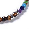 Two Loops Natural Tiger Eye & Natural/Synthetic Mixed Stone Beads Warp Stretch Bracelets BJEW-JB04223-04-3