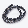 Round Dyed Natural Black Agate Beads Strands X-G-G582-8mm-07-2