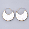 Natural Howlite Crescent Moon Dangle Hoop Earrings G-S344-75I-1