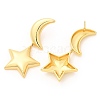 Rack Plating Brass Moon & Star Dangle Stud Earrings EJEW-A103-08G-2