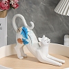 Resin Stretching Cat Figurines Statues for Home Office Desktop Ornaments PW-WG26F61-01-4