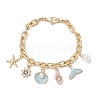 Summer Beach Starfish & Shell Shaped Alloy Enamel & ABS Plastic Imitation Pearl Charm Bracelets BJEW-JB10539-1