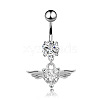 Piercing Jewelry Stainless Steel Micro Pave Cubic Zirconia Split Navel Ring Belly Rings WG4019F-01-1