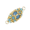 Dyed Natural Malaysia Jade & Glass Seed Beads Connector Charms PALLOY-MZ01403-03-2