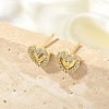 Brass Micro Pave Clear Cubic Zirconia Stud Earrings EJEW-R016-26G-05-1