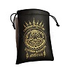 Printed Black PU Leather Buddha Thai Amulet Storage Drawstring Bags PW-WG43352-02-1