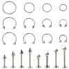 40Pcs 20 Styles 316L Surgical Stainless Steel & 316 Surgical Stainless Steel Hoop Nose Rings & Labrets AJEW-CJ0001-73-1